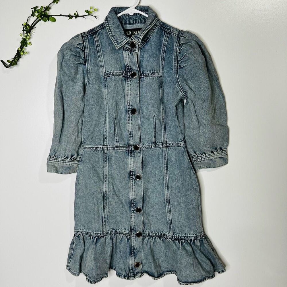River Island Denim Light Thinker T Women's Blue Denim Drop Waist Dress Size 6